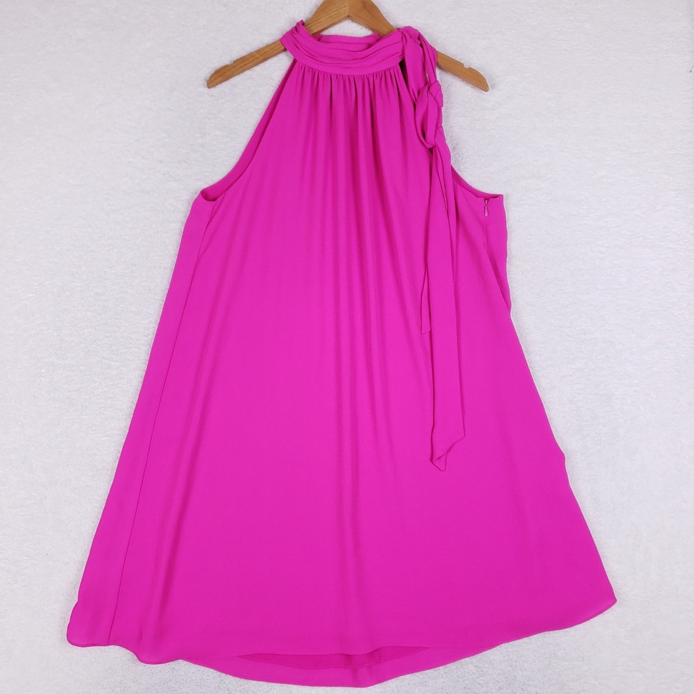 CeCe Fuchsia Halter Tie-Shoulder Mini Dress